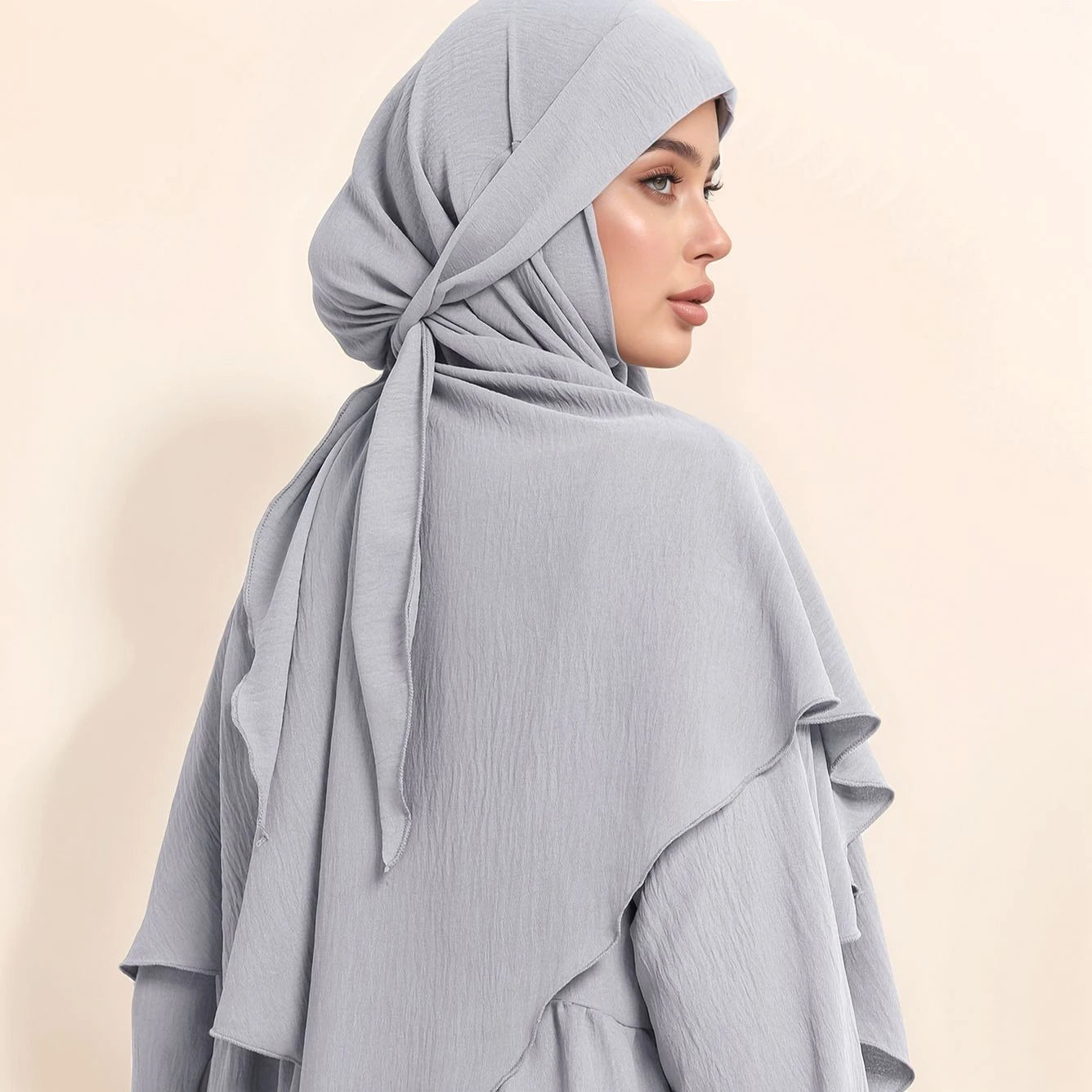 Parure de tête musulmane longue et élégante avec fermeture à nouer, foulard de prière Hijab islamique pour femmes, prêt à porter, Abaya Hijab pour le quotidien