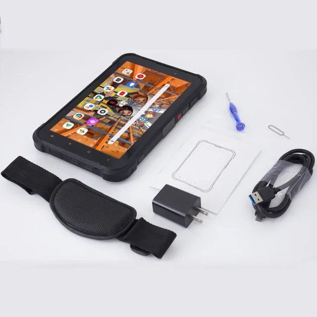 Tablette Android 12 robuste 8 pouces — 1000 nits, NFC, scanner codes-barres, 4G, grande batterie 8000mAh