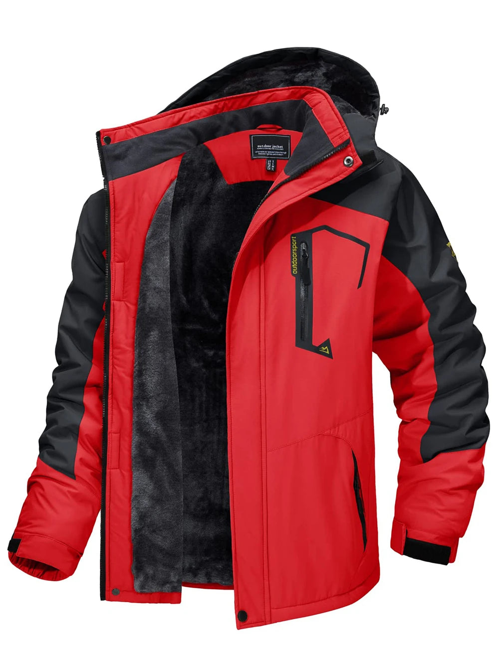 TACVASEN Fleece Lined Mountain Jackets Men Outdoor Hiking Jackets Detachable Hooded Coats Ski Snowboard Parka Winter Outwear