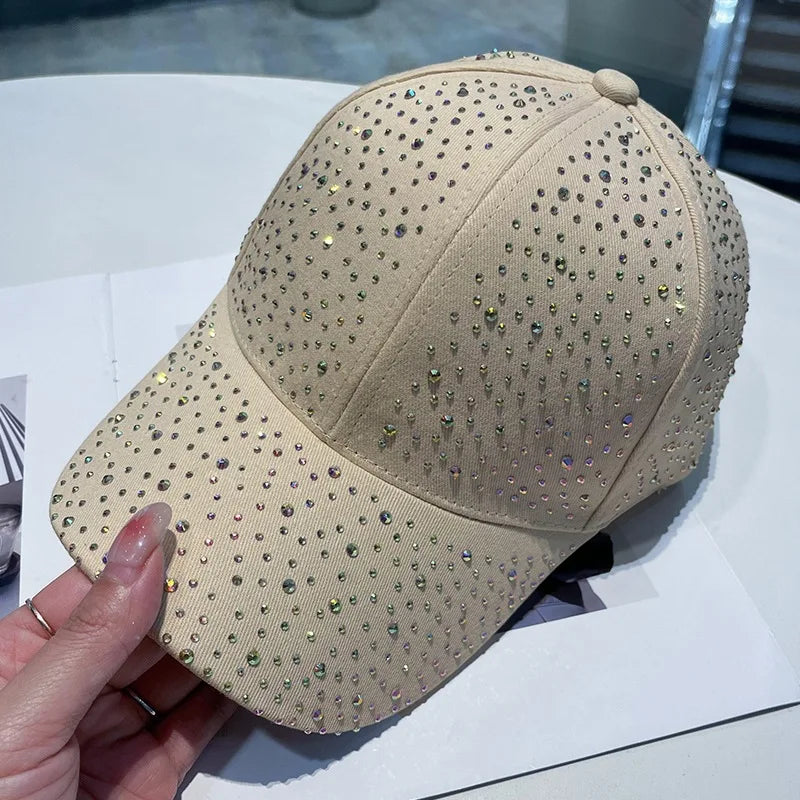 Casquette de Baseball en strass pour hommes et femmes, en coton, diamants, Snapback Hip Hop, visière extérieure, chapeaux de soleil