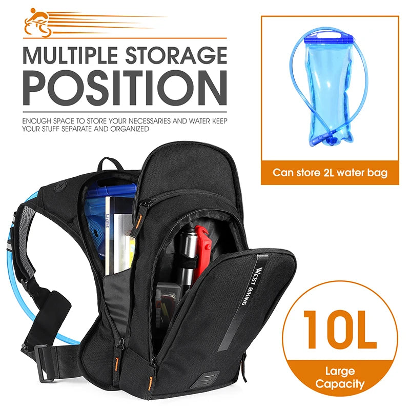 WEST BIKING 10L sac à dos de cyclisme ultraléger sangle ergonomique sac de vélo de route vtt avec sac à eau sac d'escalade de randonnée en plein air