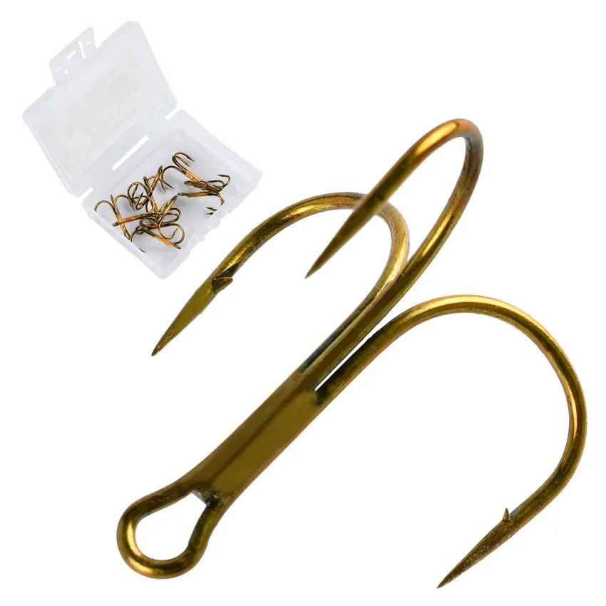 Hameçons triples de pêche aiguisés blancs, matériel de pêche au poisson, outils et accessoires, 10 pièces/boîte