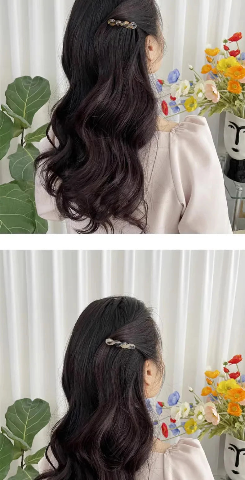 Peigne pince à cheveux torsadé mode — élégant, côté, épingle, fille, accessoires