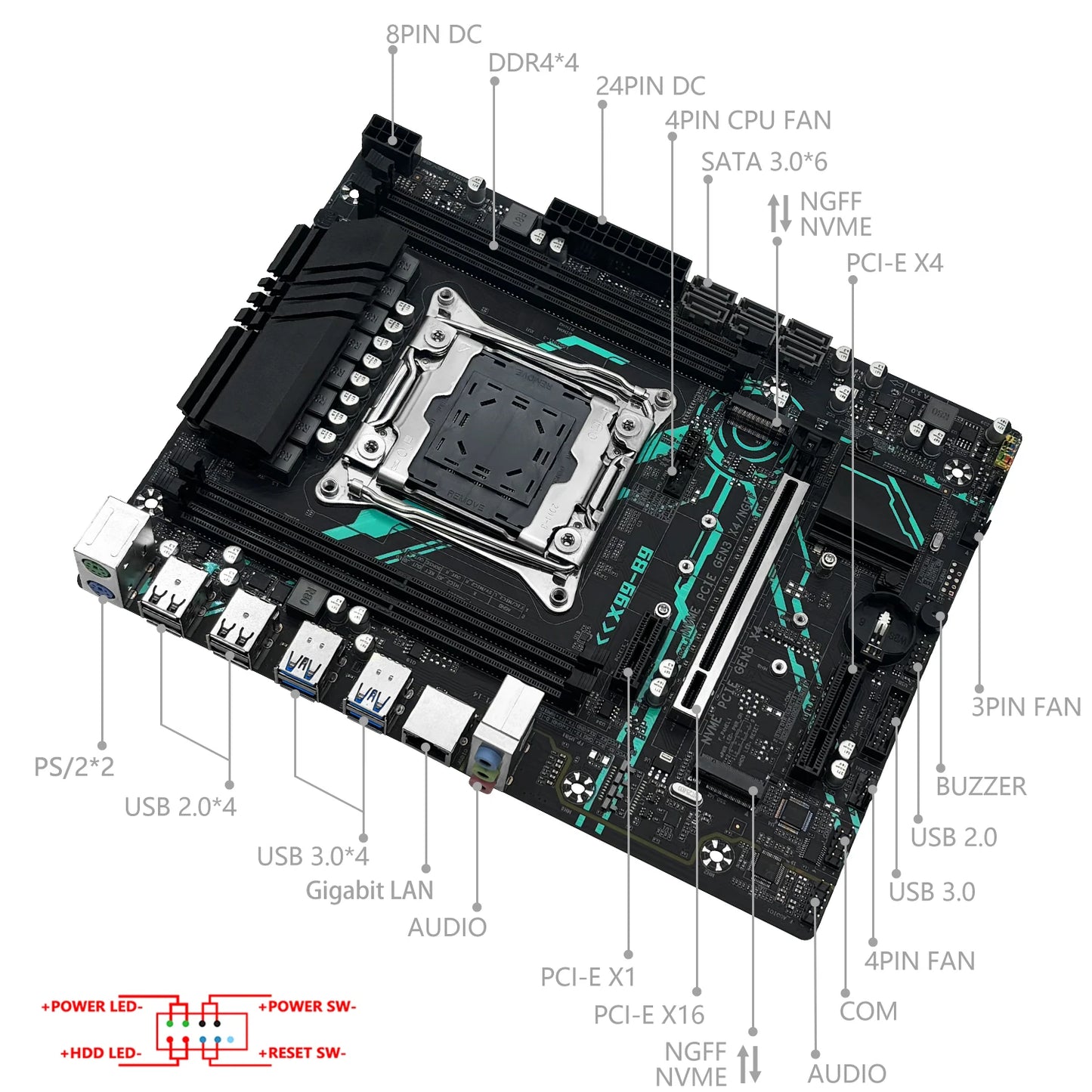 Carte mère MACHINIST X99 B9 LGA2011-3, kit Xeon E5 2650 V4, processeur compatible DDR4 RAM M.2 NVME SATA M-ATX pour ordinateur de jeu