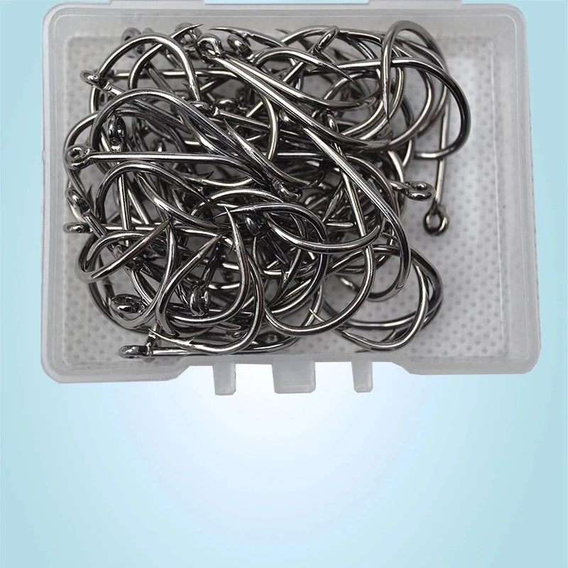 200pcs Fishing Hooks Circle Eye Hook 3#-12# Barbed Hooks for Carp Fishing, Fishing Tackle Goods Accessories