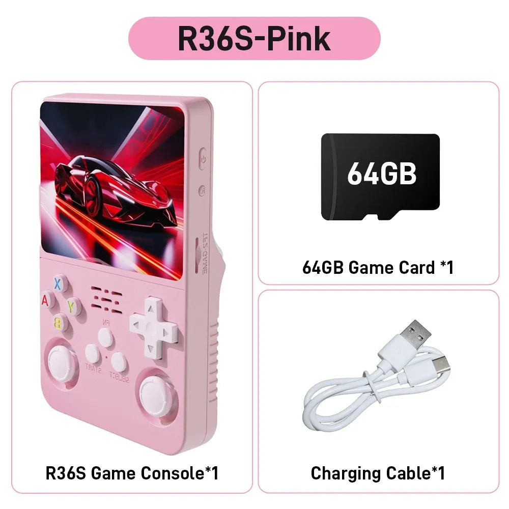 Console de jeu rétro portable 3,5" IPS — 64 Go, plusieurs couleurs, lecteur portable, jeux classiques