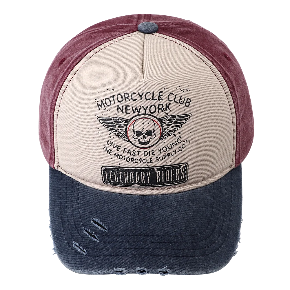 Casquette moto Punk femmes et hommes — baseball 5 panneaux, tête de mort, Hip Hop, New York, 2023