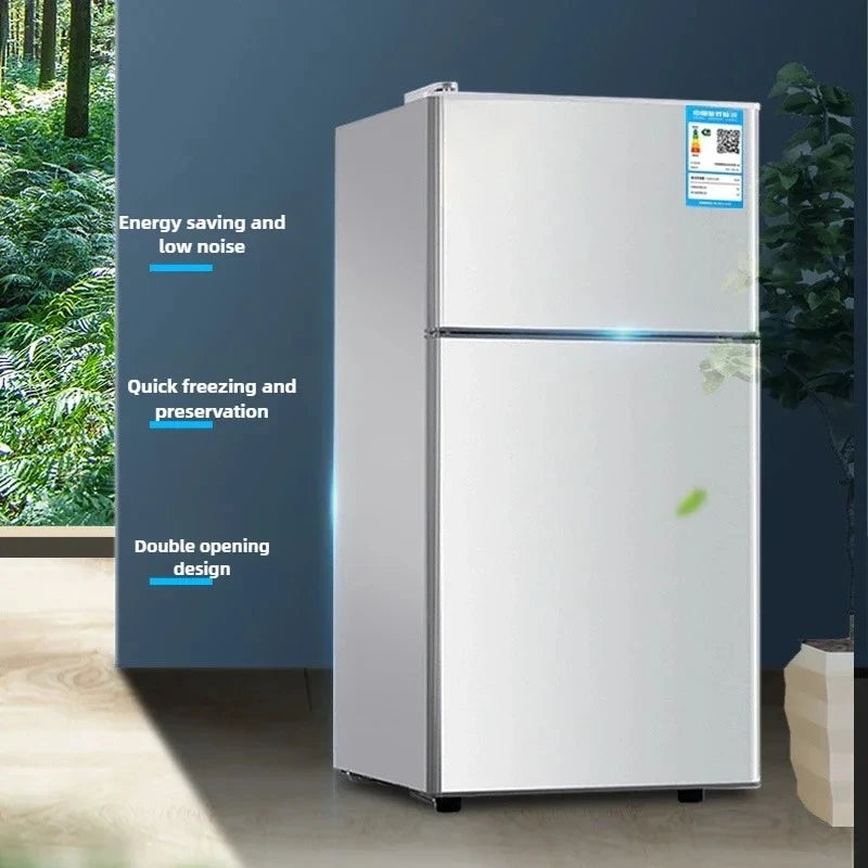 Refrigerador de doble puerta para apartamento de alquiler, pequeño refrigerador doméstico con congeladores profundos, refrigerador de bajo consumo de nivel uno
