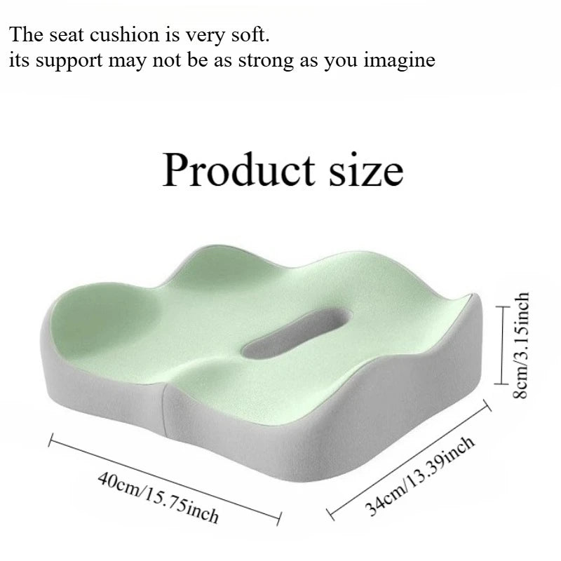 Cojín de asiento de espuma viscoelástica, 1 pieza, soporte ergonómico 3D | Verde claro y gris, poliéster lavable, esenciales para coche/oficina