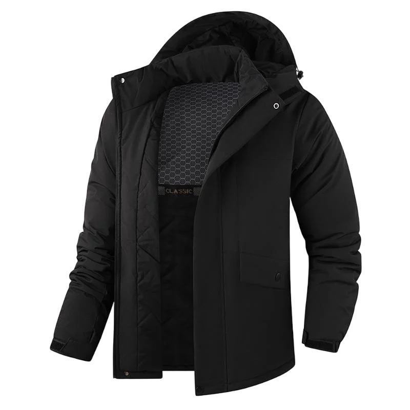 Veste d'hiver épaisse et imperméable pour homme, coupe-vent, chapeau détachable, multi-poches, coupe-vent de travail, Safari