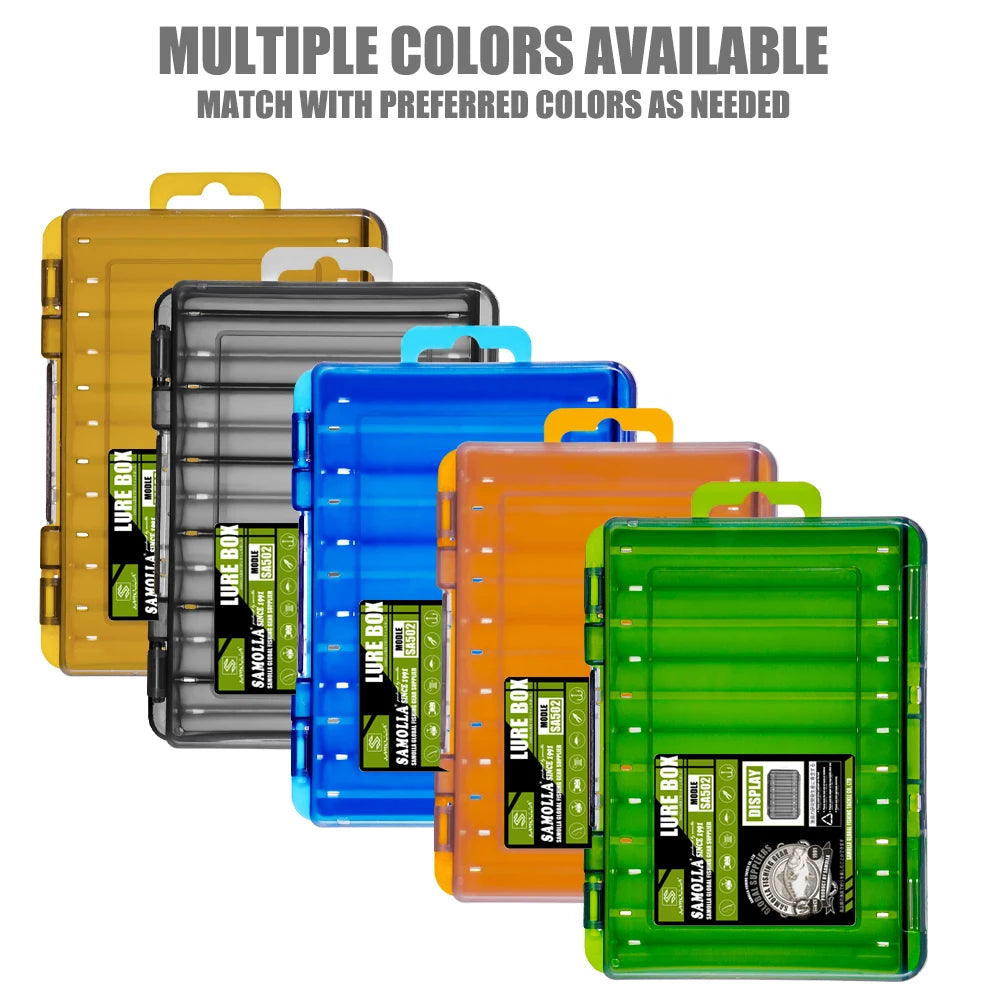 SAMOLLA Boîte à matériel compacte double face – Pêche simplifiée avec un organisateur durable et polyvalent pour leurres, hameçons, appâts