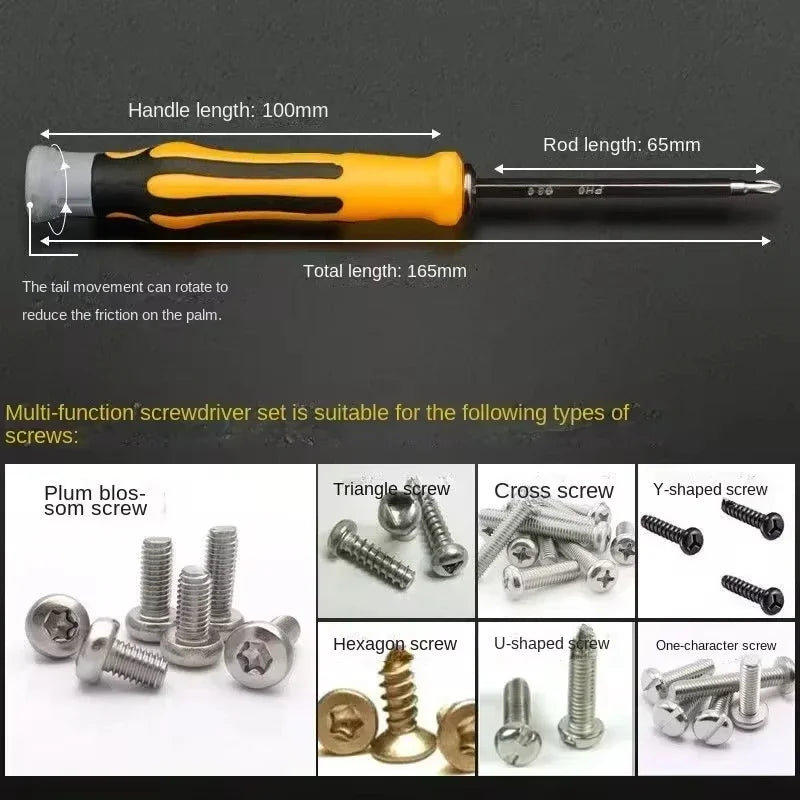 Jeu de tournevis 12 en 1, embout magnétique, tête de tournevis de forme plate croisée, outil d'entretien portatif de précision multifonctionnel pour la maison