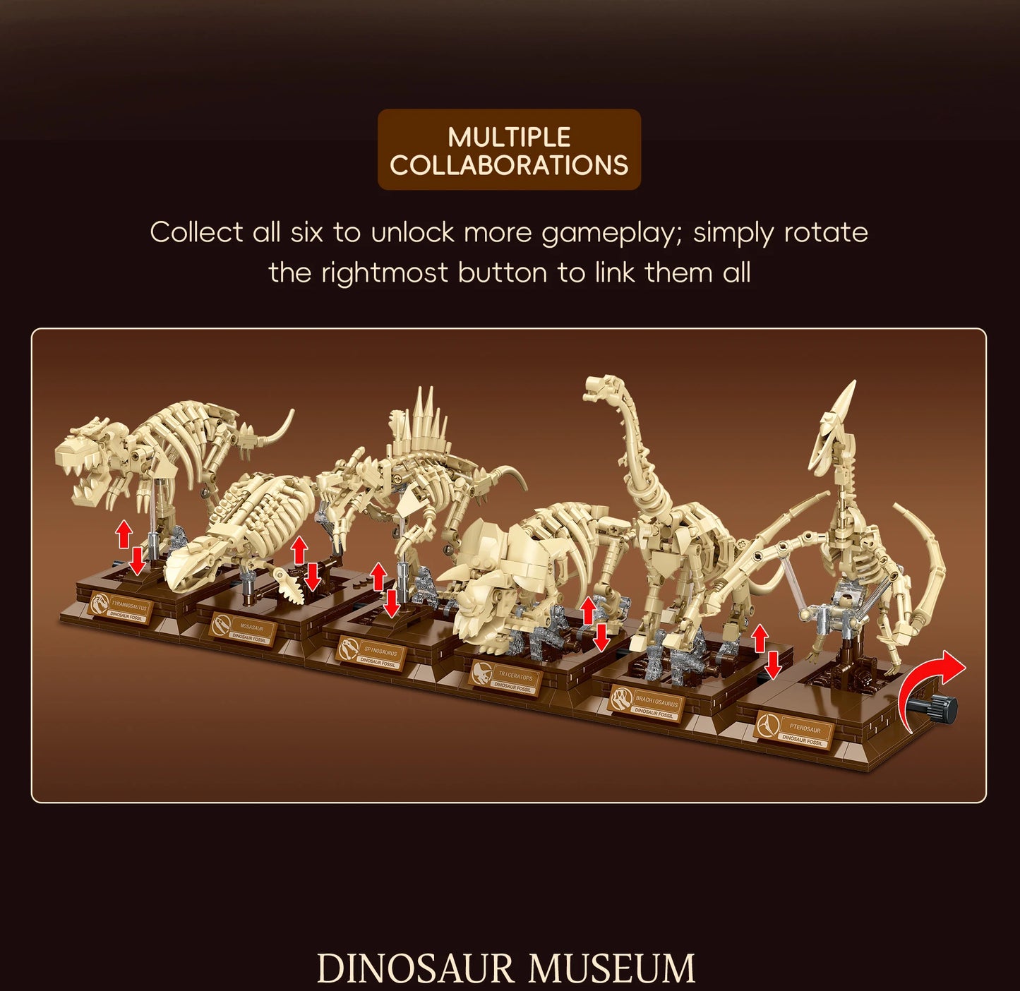 Nouveaux modèles de squelettes de dinosaures MOC 2026 : T-Rex, Tricératops, Mosasaure, Pterosaure, kit de construction de fossiles, cadeau pour les garçons et les collectionneurs