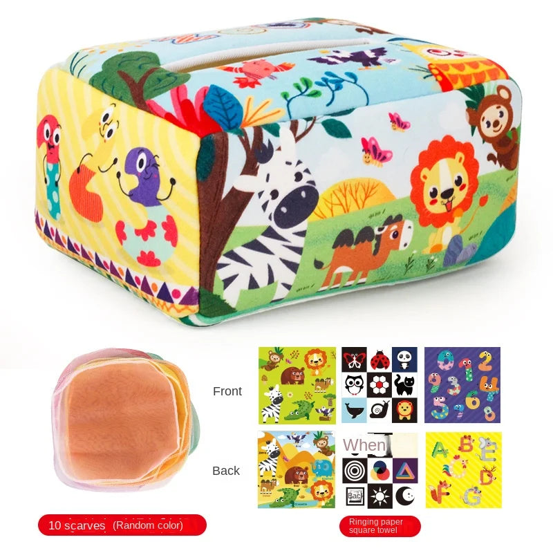 Jouet Montessori pour bébé, boîte à mouchoirs magique, activité d'apprentissage, jouet mentaires oriel pour enfants, exercice des doigts, jeu de société occupé