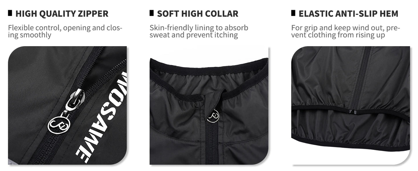 Gilet de cyclisme ultraléger sans manches — résistant à l'eau, coupe-vent, VTT, visibilité nocturne