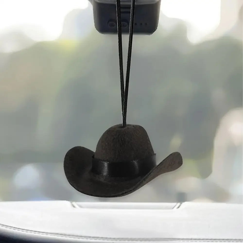 Chapeau de Cowboy mignon, ornement de voiture, pendentif en tissu, accessoire intérieur amusant pour voyage sur route pour femmes et hommes