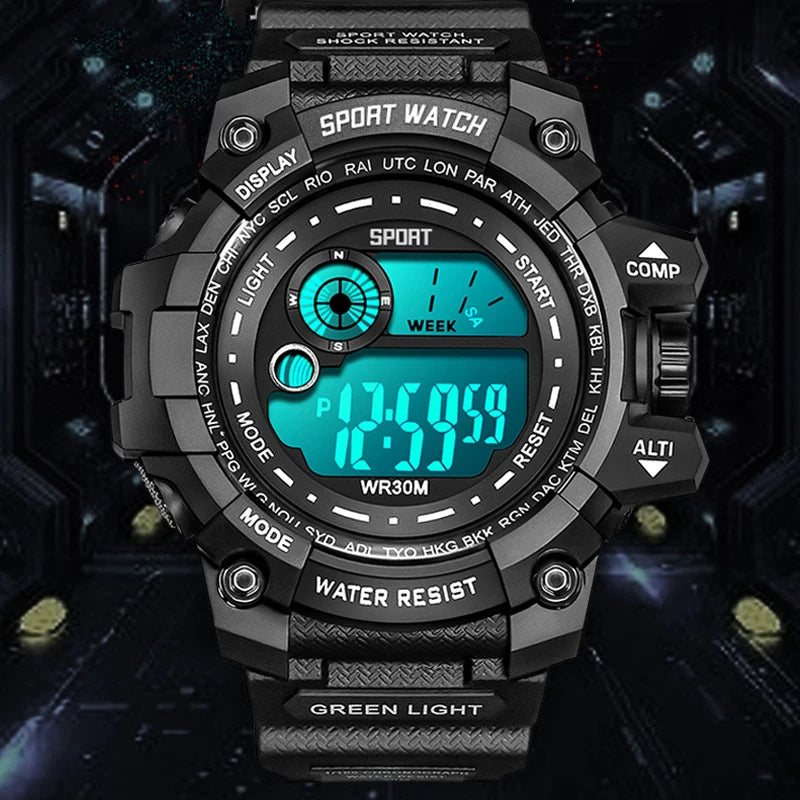 Montres numériques à LED pour hommes, mode Shoous, sport, étanche, date, armée, militaire, horloge, nouveau
