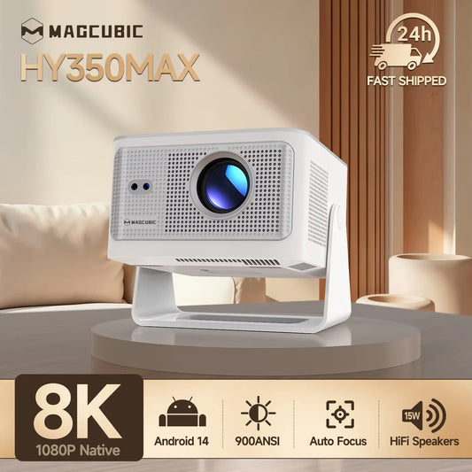 Magcubic Android 14 900ANSI Projector Autofocus Native 1080P 8K Support with Wifi6 BT5.4 Portable Outdoor Movie HY350Max