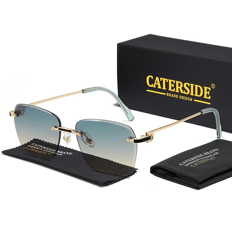 CATERSIDE nuevas gafas de sol sin montura, gafas de sol degradadas para hombre, gafas de sol retro de negocios para mujer, UV400, gafas de sol para hombre