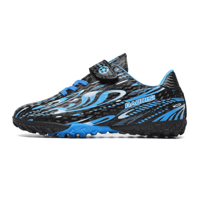 Chaussures de Football TF Enfant & Garçon Cuir Verni Basses — Gazon Synthétique & Futsal, Toutes Saisons