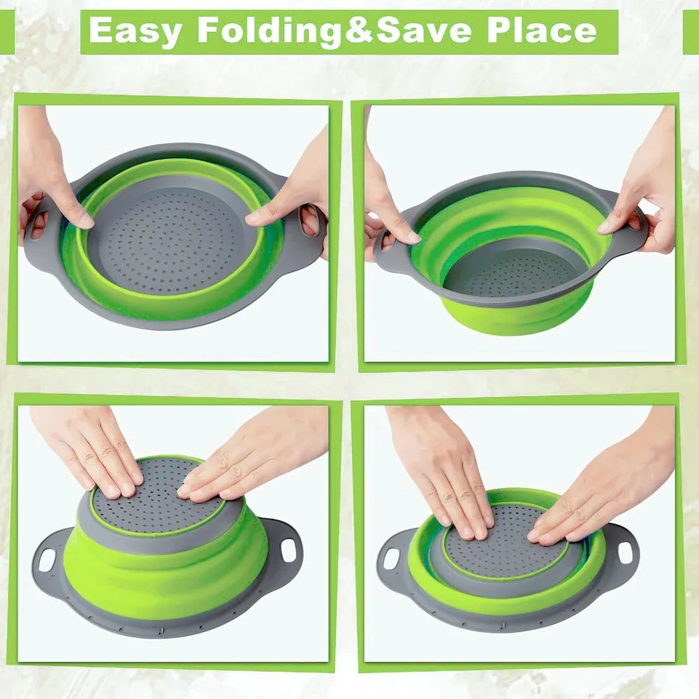Panier de vidange pliant en Silicone, panier de lavage de fruits et légumes, passoire pliable, égouttoir pliable, outil de rangement de cuisine