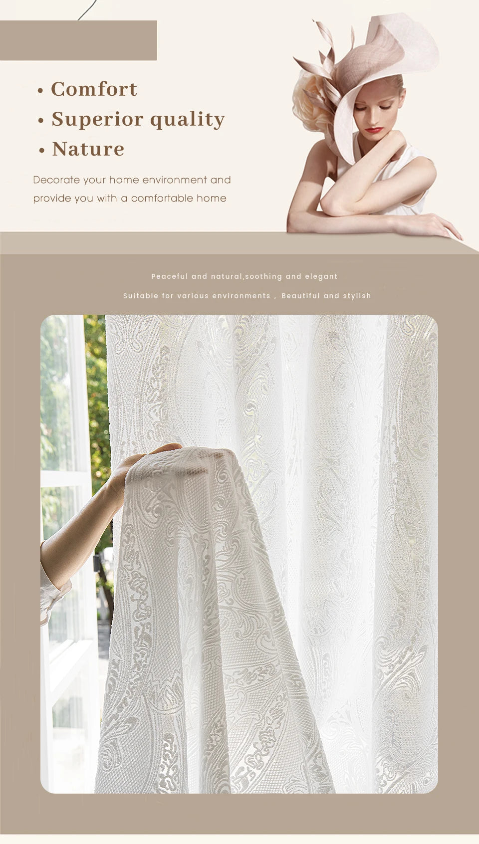 Rideau semi-transparent solide pour salon — porte de balcon, tulle, mariage, personnalisé