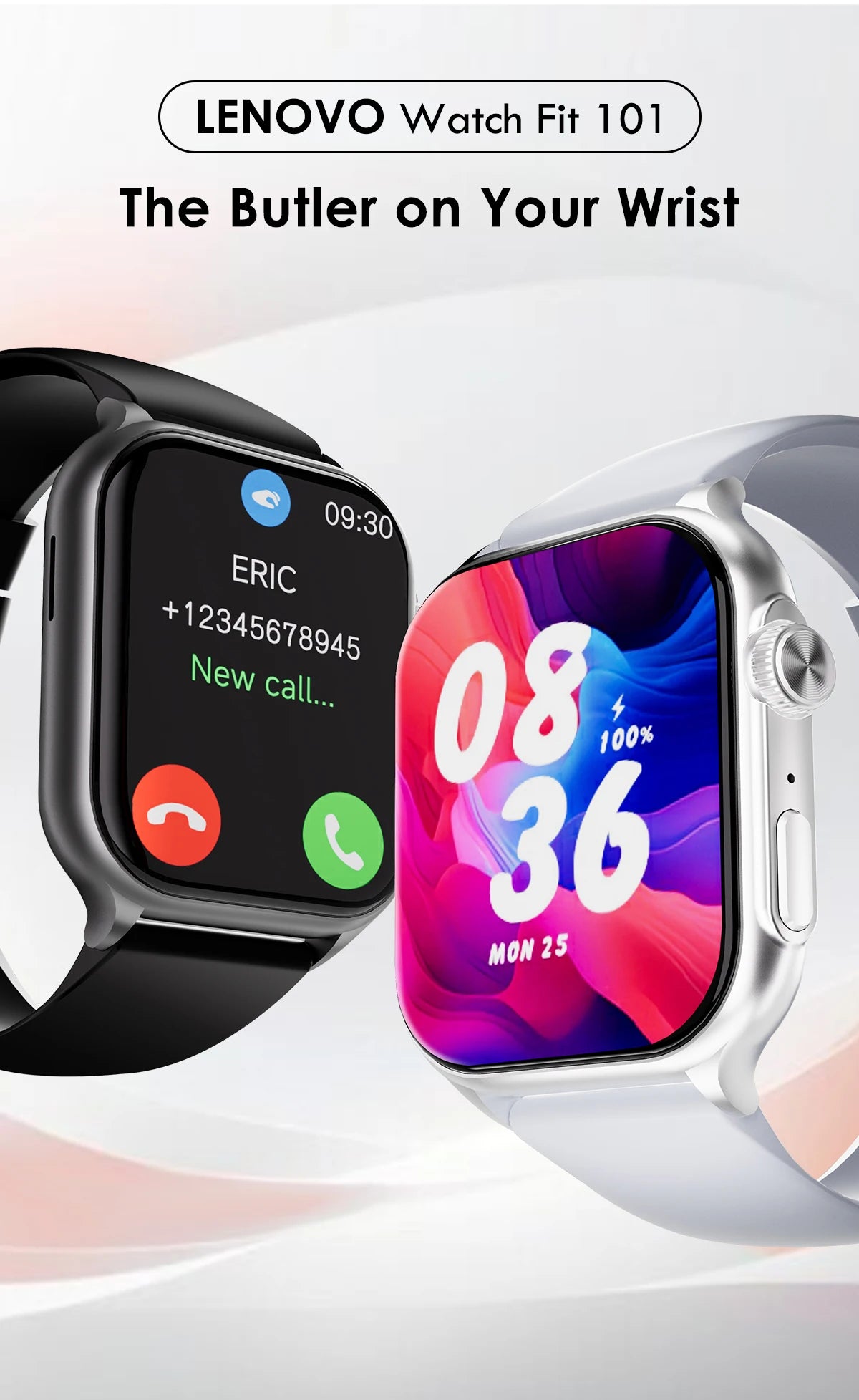 Reloj inteligente Lenovo, reloj deportivo con pulsómetro, pantalla táctil completa, llamadas BT