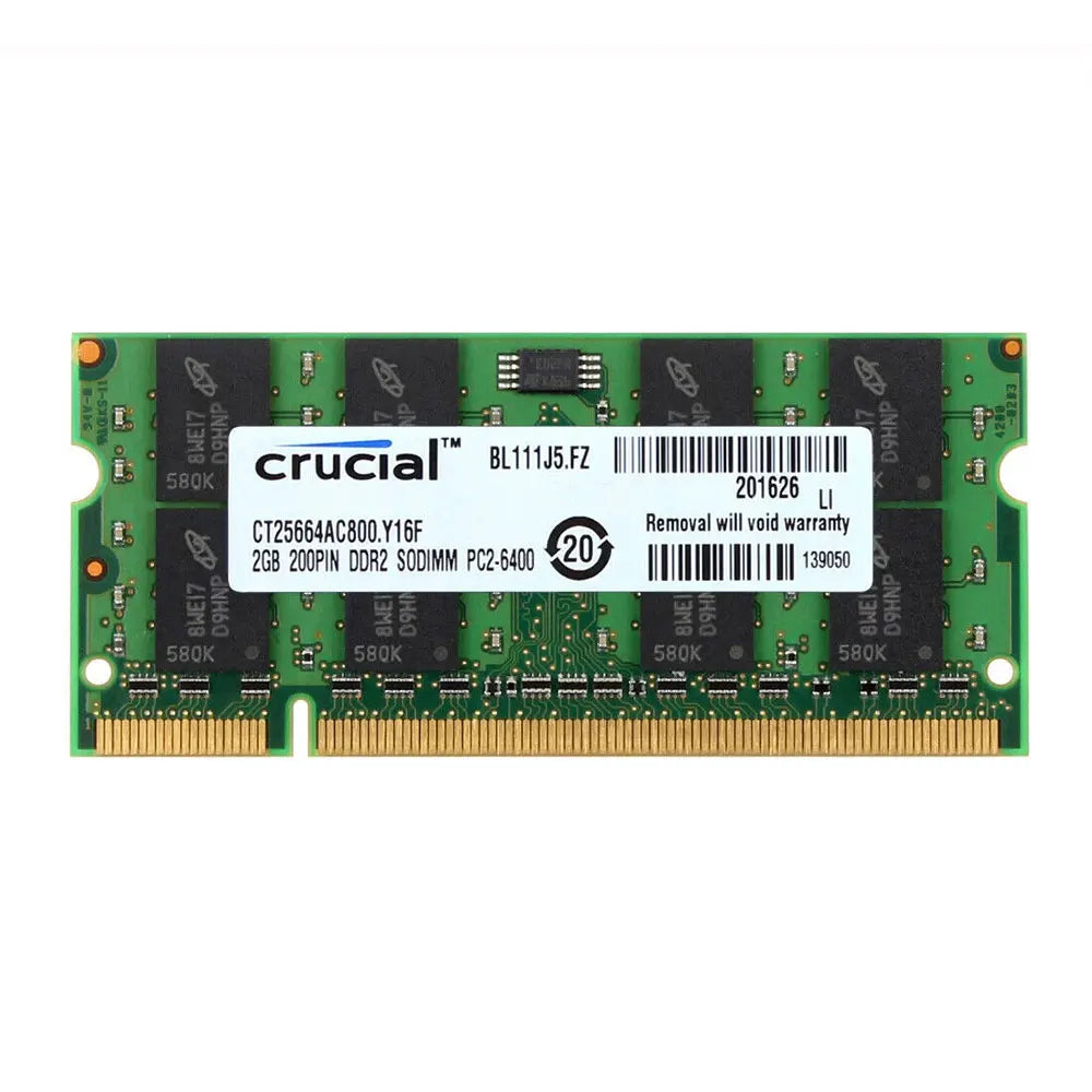 Mémoire Crucial pour ordinateur portable RAM DDR2 2GB 4GB (2x2GB) 667MHz 800MHz mémoire SODIMM PC2-5300 PC2-6400 Non ECC sans tampon pour ordinateur portable