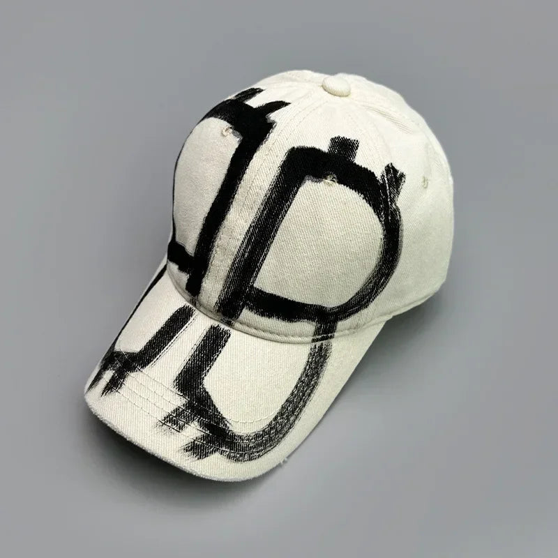 Casquette de baseball graffiti spray vintage délavée — hommes, femmes, hip hop, streetwear