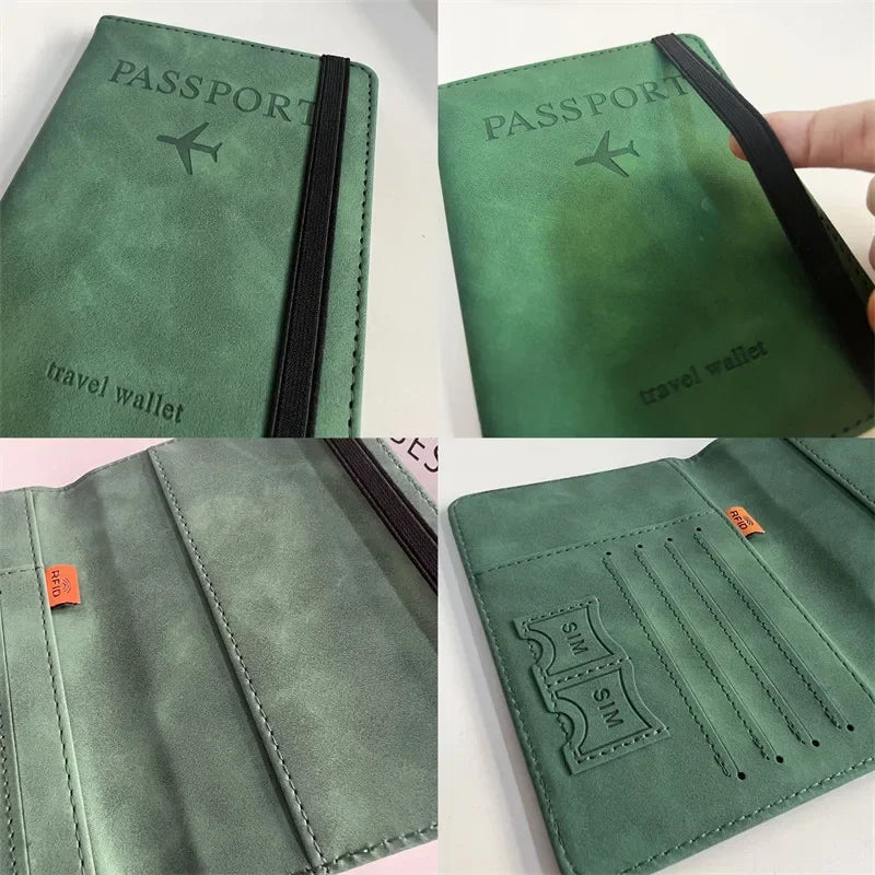Porte-Passeport RFID Cuir Voyage — Multi-Fonction ID Carte Bancaire Homme Femme