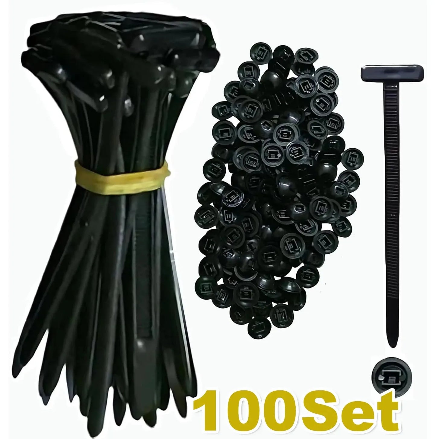 Universal Nylon Cable Tie Mount, Self-Fixing Screw, Replacement Clip for Car Fender, Engine Splash Guard, Secure Wire Management