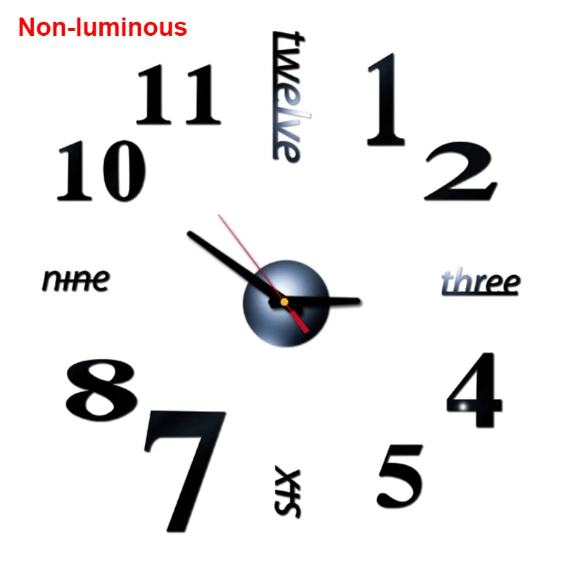 Wall clock DIY Luminous Wall Clock Quartz Watch Acrylic Mirror Stickers Wall Clock Wall Decoration Hot Home Decoration