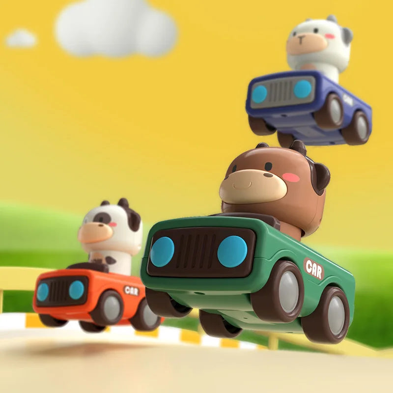 Cartoon Animal Car Toy - Press to Move Fun Vehicle Game for Kids