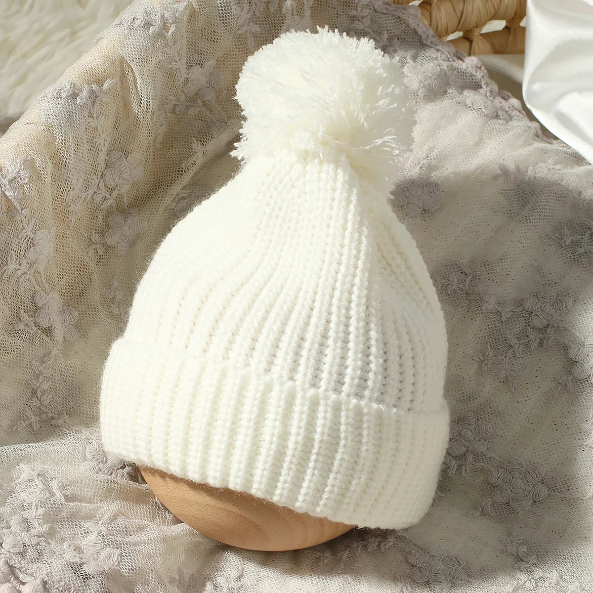 Barboteuse tricotée pour nouveau-né photographie — chapeau à pompon, pull bébé, séance photo HD (v3)