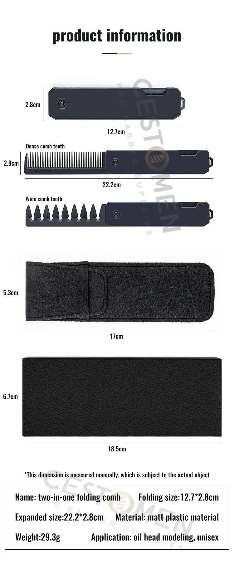 Nouveau 1/2/3 en 1 peignes pliants de poche en plastique à dents larges tête d'huile peigne barbe peignage barbier tondeuse peigne Salon outils de coiffure