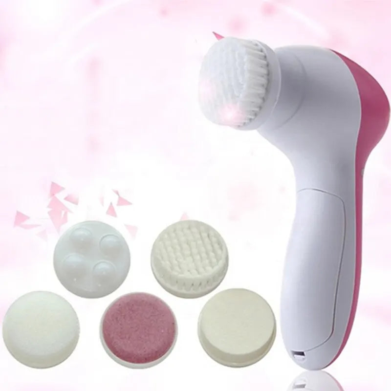Nettoyeur Facial Électrique 5 en 1 — Brosse Nettoyage Visage Spa & Masseur