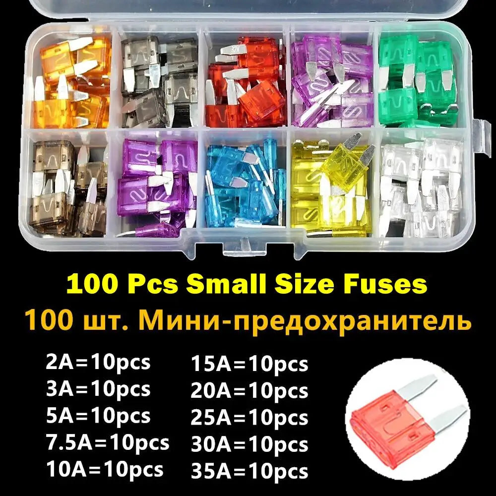 Mini fusibles de voiture automatiques moyens 2A/3A/5A/7.5A/10A/15A/20A/25A/30A/35A Amp avec mallette de rangement, Kit de jeu de fusibles à lame d'assortiment