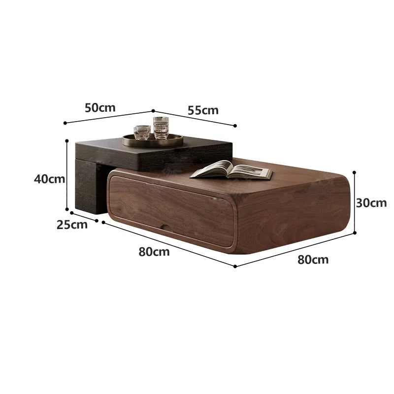 Walnut Small Coffee Table Combination Apartment Living Room Side Tables Household Modern Cream Mesa De Centro Sala Furniture