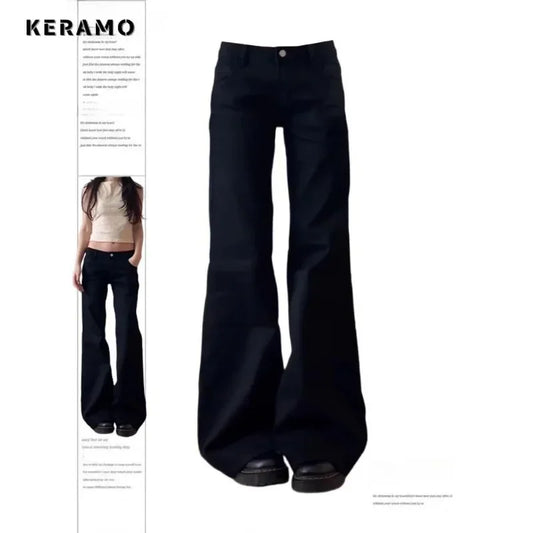 NORMCORE-Pantalón holgado de mezclilla negro Y2K, Superintendente, lavado, vintage, casual, minimalista, grunge, de talle alto, sólido, jean de calle, retro