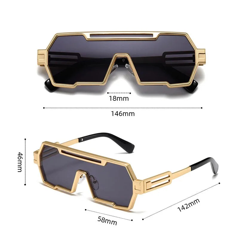 Men's Heavy Metal Steampunk Sunglasses Square Vintage Punk Retro Fashion Eyewear Gafas De Sol Hombre Lunette De Soleil Homme