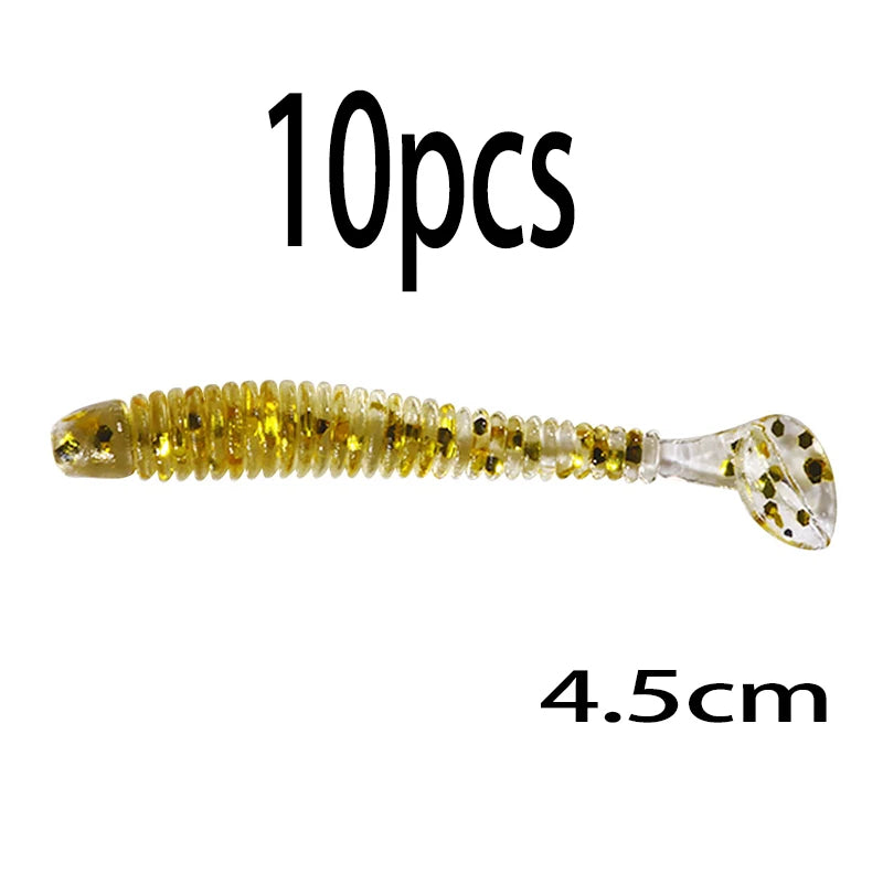 Leurre souple en silicone 4,5 cm avec queue en T — nageur, pêche carpe, black-bass, brochet