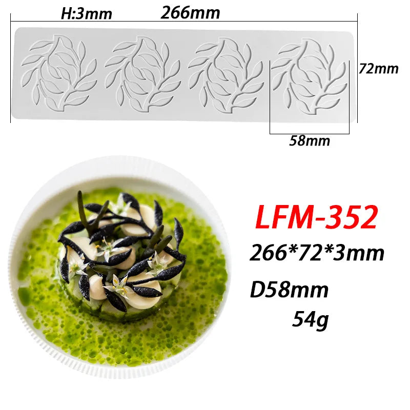 Anneau circulaire en forme de feuille, tampon en dentelle à retournement du sucre, Branches d'arbre, légumes, décoration alimentaire occidentale, Cuisine moléculaire, moule de cuisson en Silicone