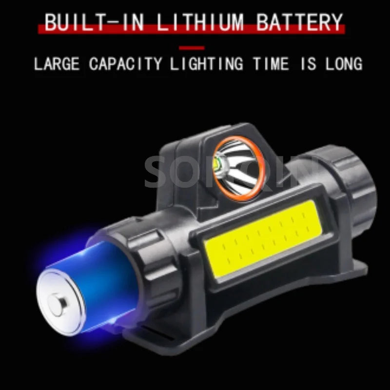 Lampe frontale LED 2 modes USB Rechargeable phare puissant IP66 étanche 18650 lampe frontale Camping pêche lanterne