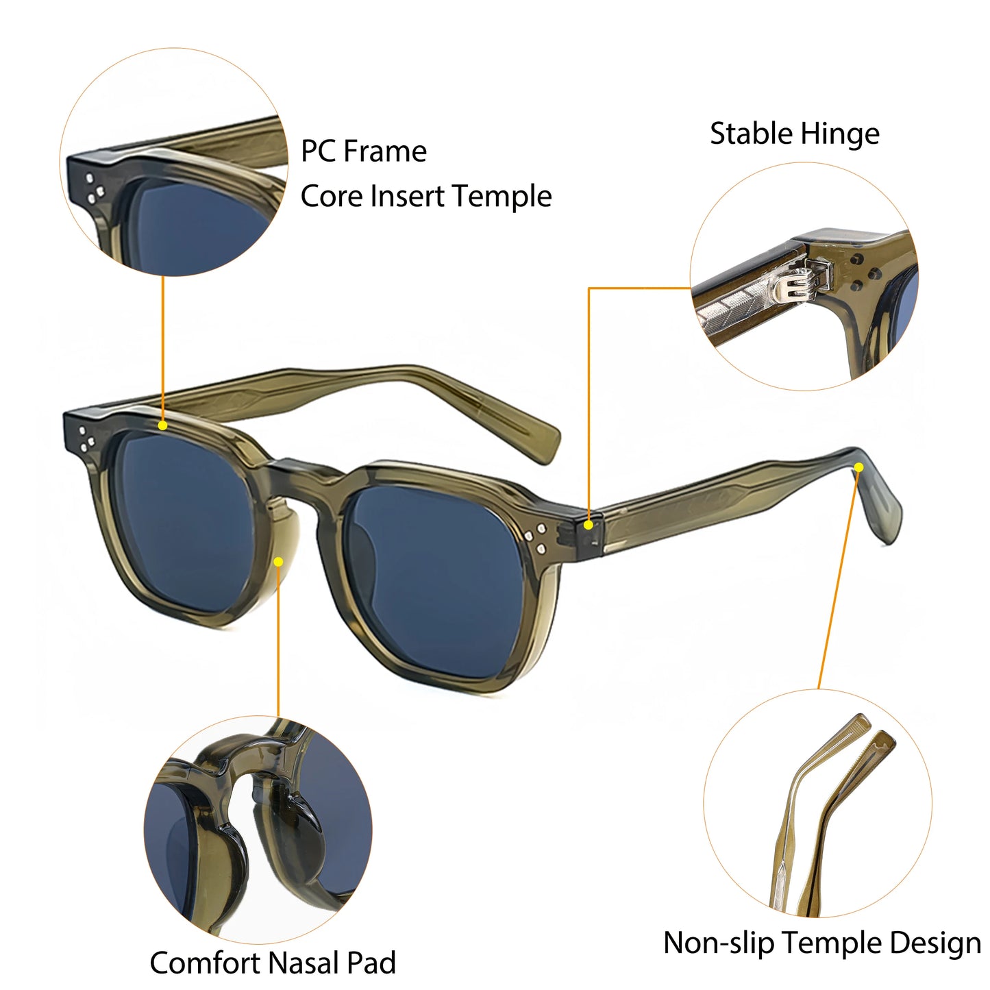 Lunettes de soleil carrées rétro punk — hommes et femmes, plage, conduite, UV400