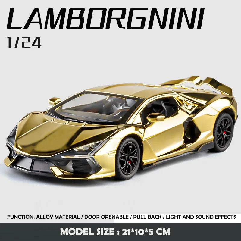 Simulation 1:24 Lamborghini Revuelto Super Car Model with Sound and Lights, Kids Boys Birthday Gift, Miniature Car Home Decor