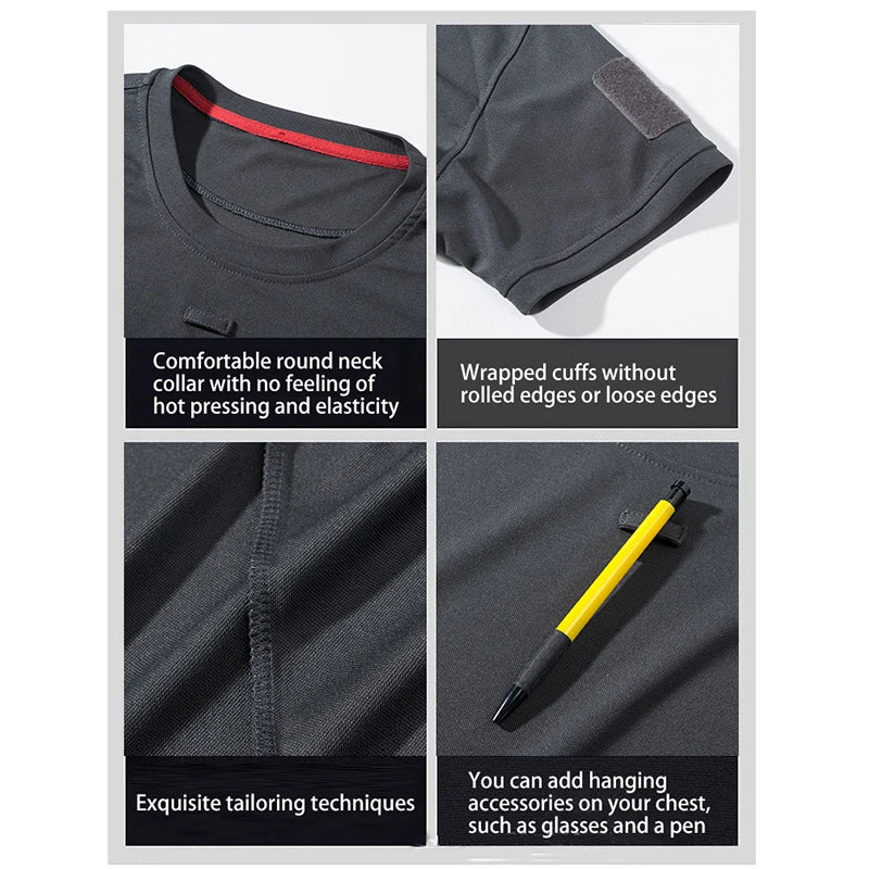 T-Shirt d'été à col rond pour hommes, séchage rapide, respirant, tactique, Camping, Trekking, randonnée, escalade, Sport à séchage rapide