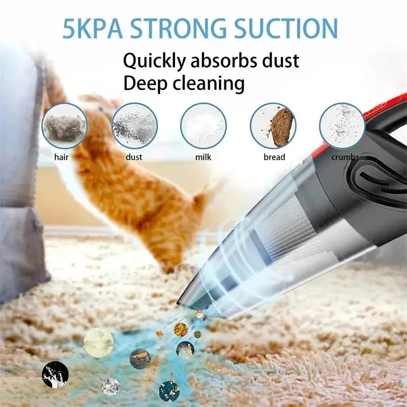 Aspirateur sans fil Portable pour voiture, aspiration puissante, Rechargeable, Charge rapide, pour voiture, maison, poils d'animaux