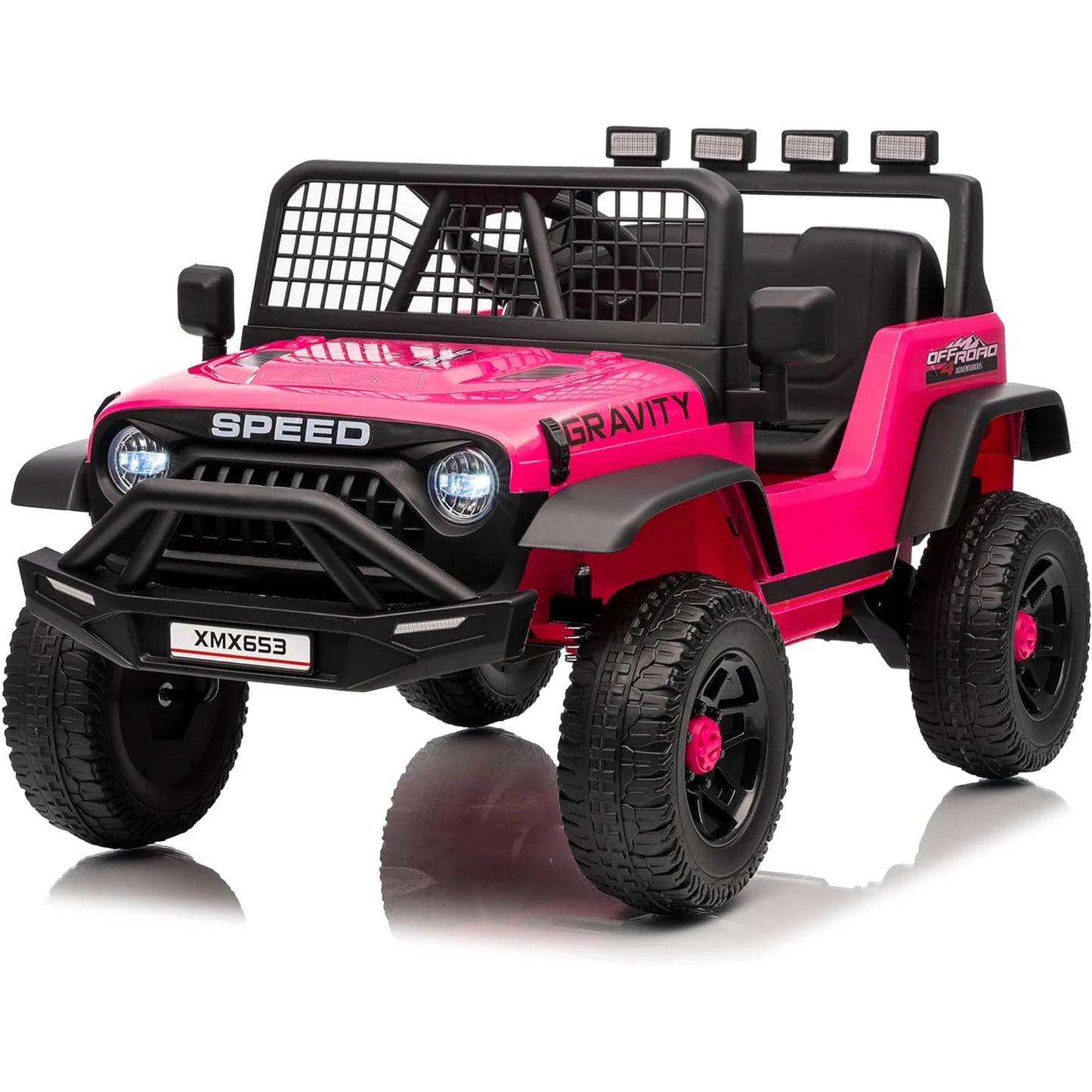 Coche camión para niños de 12V con control remoto parental, 3 velocidades, freno de emergencia, luces LED, música y bocina, vehículos eléctricos para niños