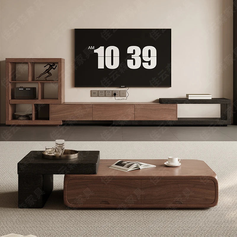 Walnut Small Coffee Table Combination Apartment Living Room Side Tables Household Modern Cream Mesa De Centro Sala Furniture