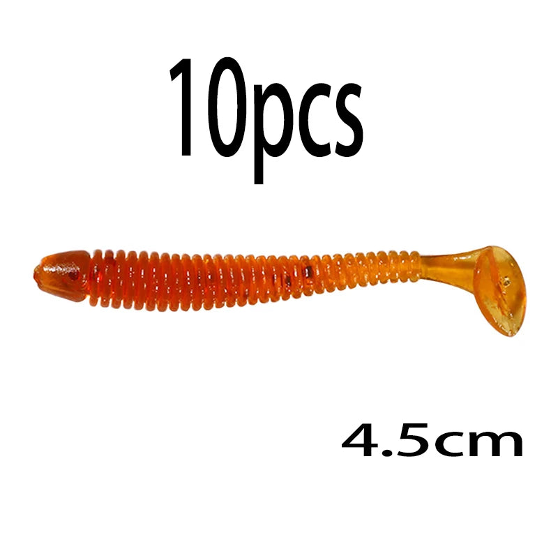 Leurre souple en silicone 4,5 cm avec queue en T — nageur, pêche carpe, black-bass, brochet